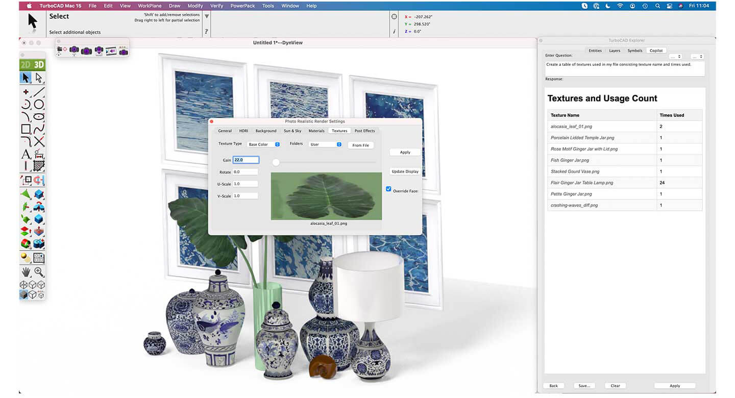 Screenshot showing texture import feature