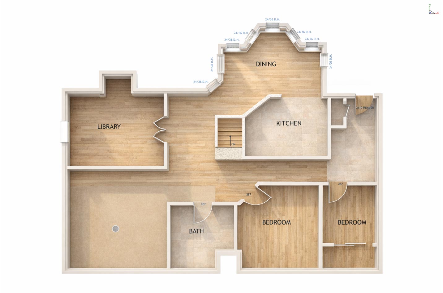 2D floor plan rendered concept
