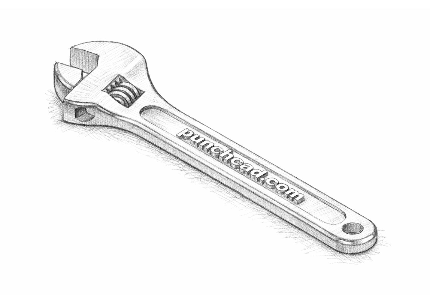 PunchCAD wrench rendered as a pencil sketch