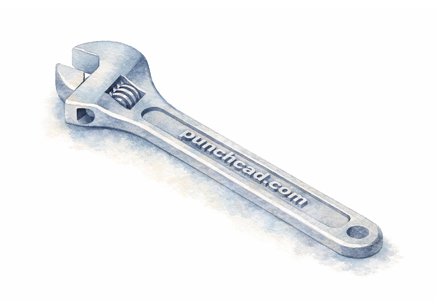 PunchCAD wrench rendered in a watercolor style