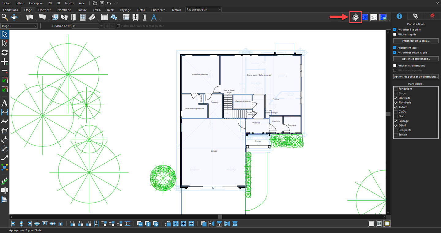Fenêtre Copilot ouverte dans le logiciel FloorPlan, prête à être utilisée pour l'aide à la conception