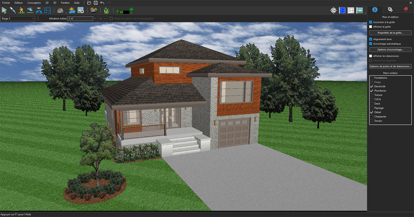 Vue 3D du projet préparée pour le rendu de référence avec Home Design Copilot