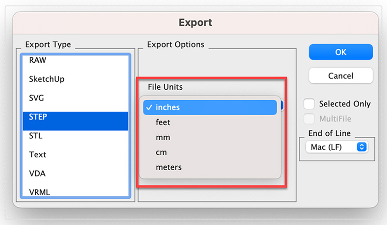 STEP Export with Units